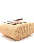 Raffia Small Square Basket Tote Bag Natural Tan