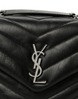 Calfskin Y Quilted Monogram Small Loulou Chain Satchel Black