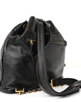 Lambskin CC Drawstring Backpack Black