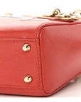 Calfskin Beaded Mini Lady D1OR Rouge Multicolor