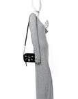 Velvet Matelasse Marquise Crystals Mini GG Marmont Chain Shoulder Bag Black