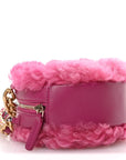 Shearling Sheepskin CHNL 19 Round Clutch With Chain Dark Pink