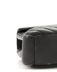 Sheepskin Matelasse Chevron Monogram Medium College Bag Asphalt
