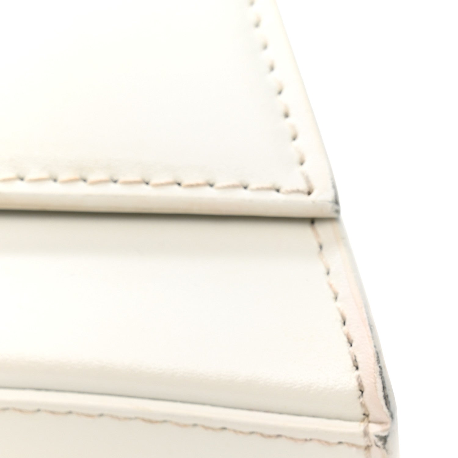 Shiny Box Calfskin Tonal B Hourglass Stretch Top Handle Bag White