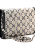 GG Supreme Monogram Textured Dollar Calfskin Mini Dionysus Chain Wallet Beige Blue