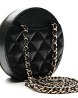 Caviar Quilted Round Coco Clutch With Chain Black