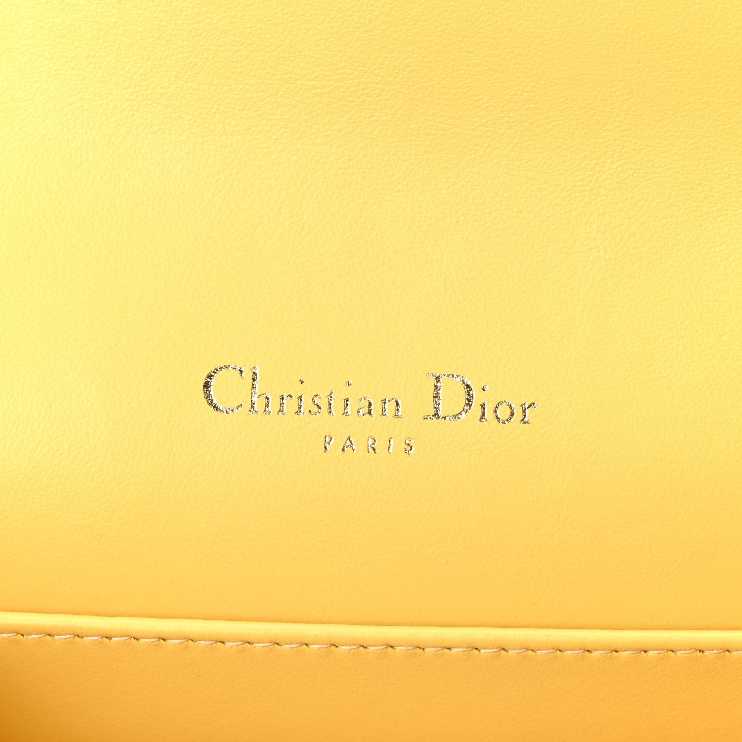 Calfskin Satin Bead Embroidery Lady D1OR Clutch Gold Yellow