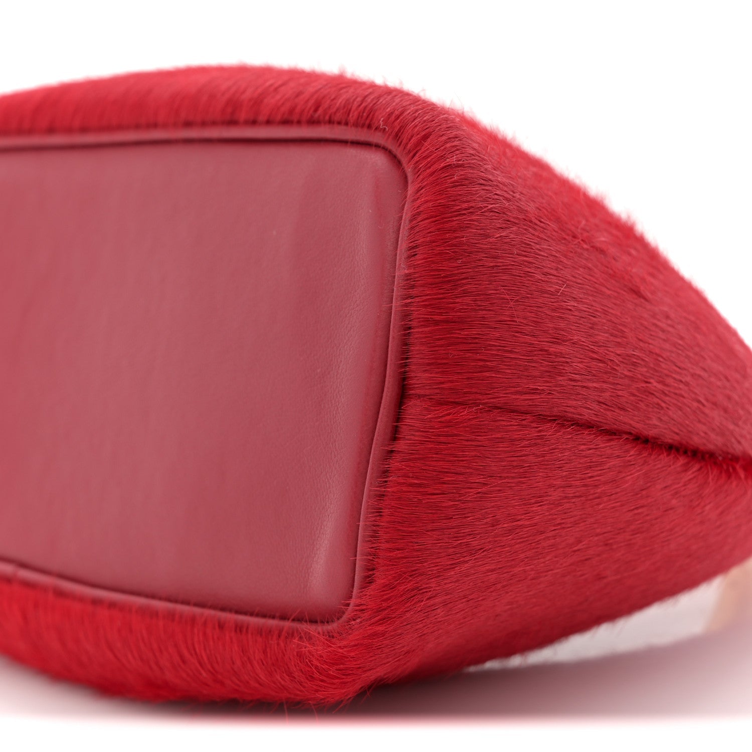 Pony Hair Le Petit Calino Ring Top Handle Bag Red