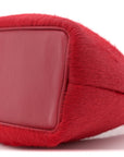 Pony Hair Le Petit Calino Ring Top Handle Bag Red