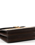 Monogram Jumbo GG Textured Dollar Calfskin Web Small Ophidia Padlock Top Handle Bag Camel Ebony New Acero