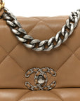 Lambskin Quilted Medium CHNL 19 Flap Dark Beige
