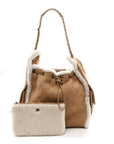 Suede Shearling Quilted Medium CHNL 25 Handbag Beige Natural