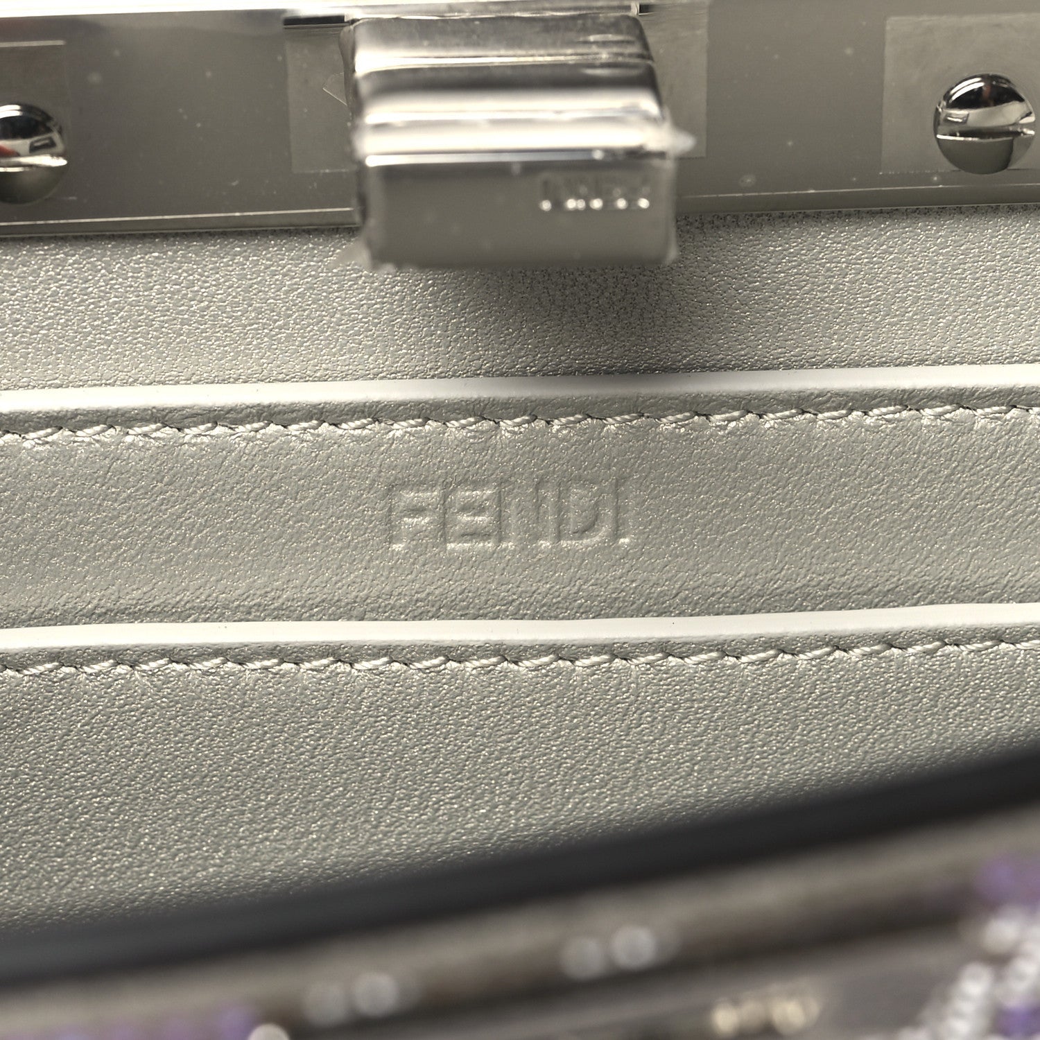 Iridescent Crystal Vitello Laminato Suede FF Petite Peekaboo I SEE U Satchel Cappuccino