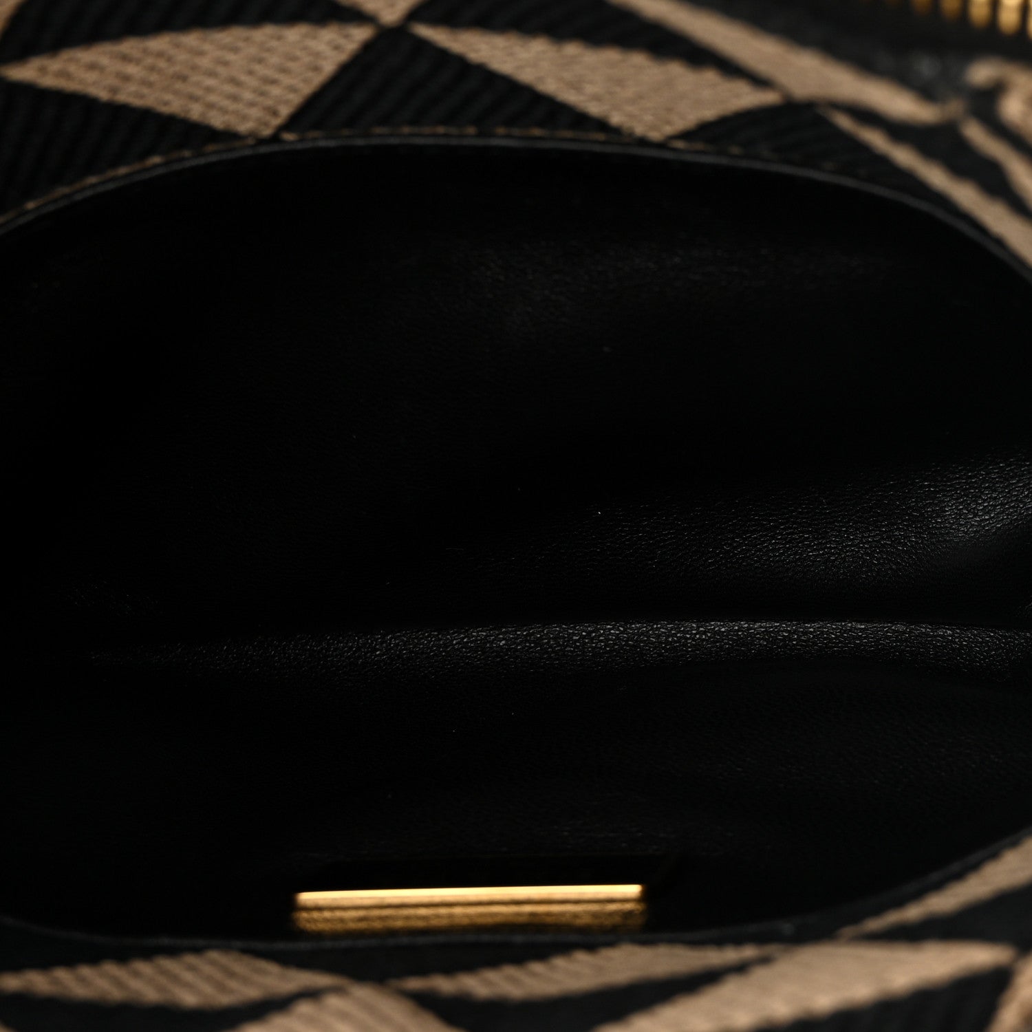 Jacquard Triangolo Symbole Embroidered Small Shoulder Bag Black Corda
