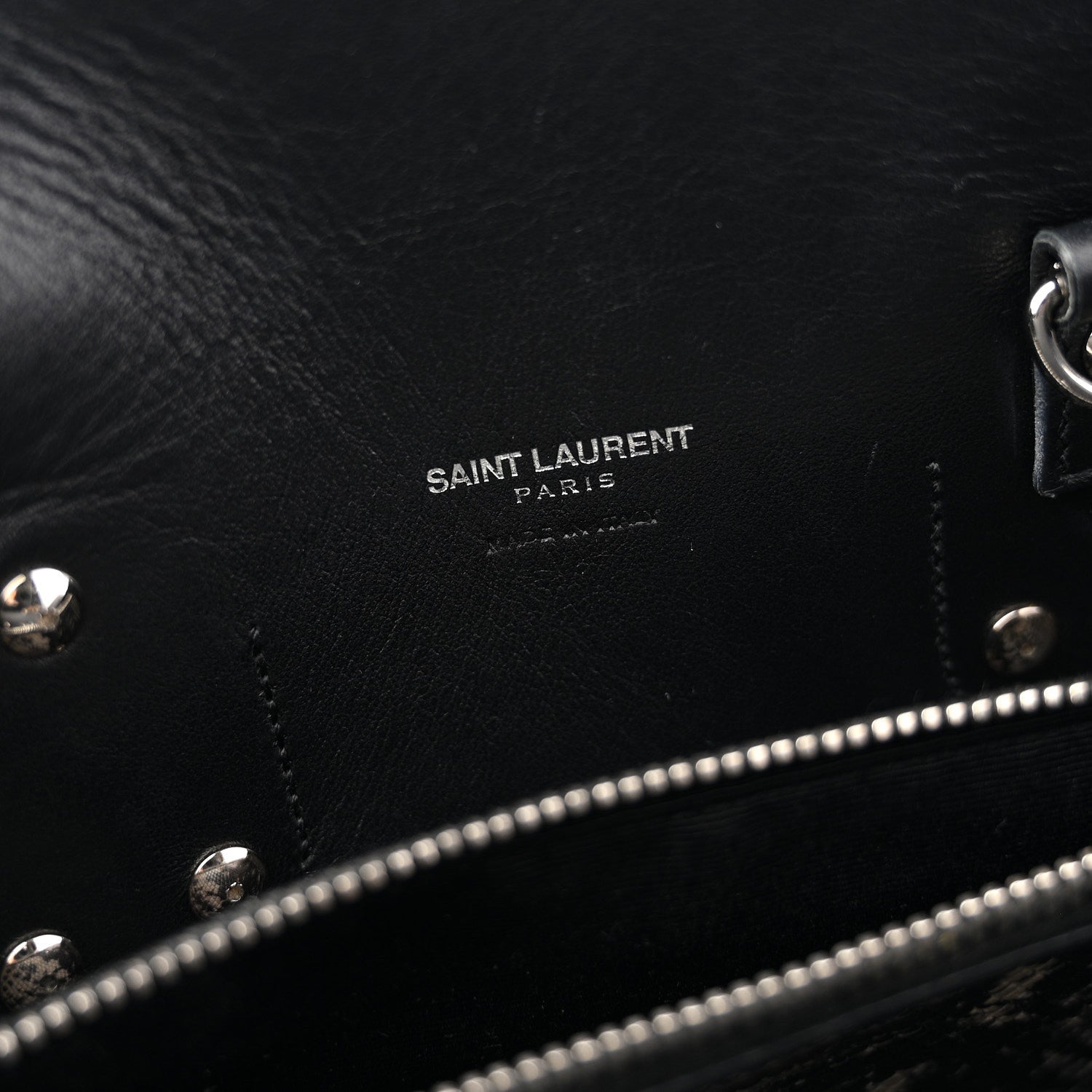 Grained Calfskin Embossed Python Small Sac De Jour Black