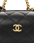 Lambskin Quilted CC Bubble Vanity Case With Chain Black