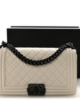 Calfskin Quilted Medium Boy Flap White