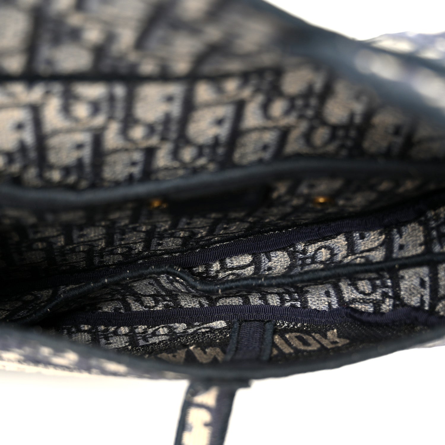 Oblique Embroidered Saddle Bag Blue