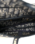 Oblique Embroidered Saddle Bag Blue