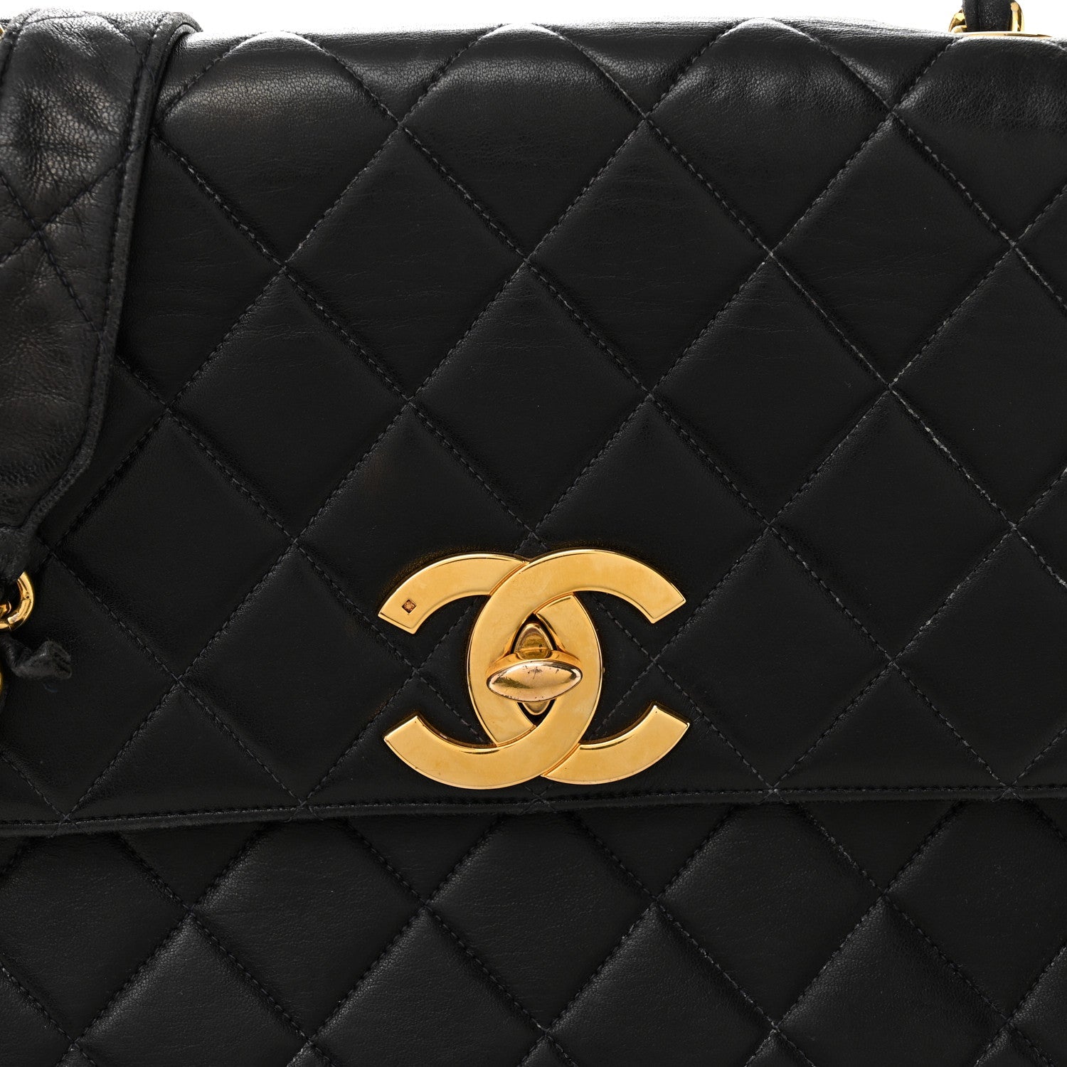 Lambskin Quilted Medium Single Flap Black