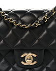Lambskin Quilted Mini Rectangular Flap Black