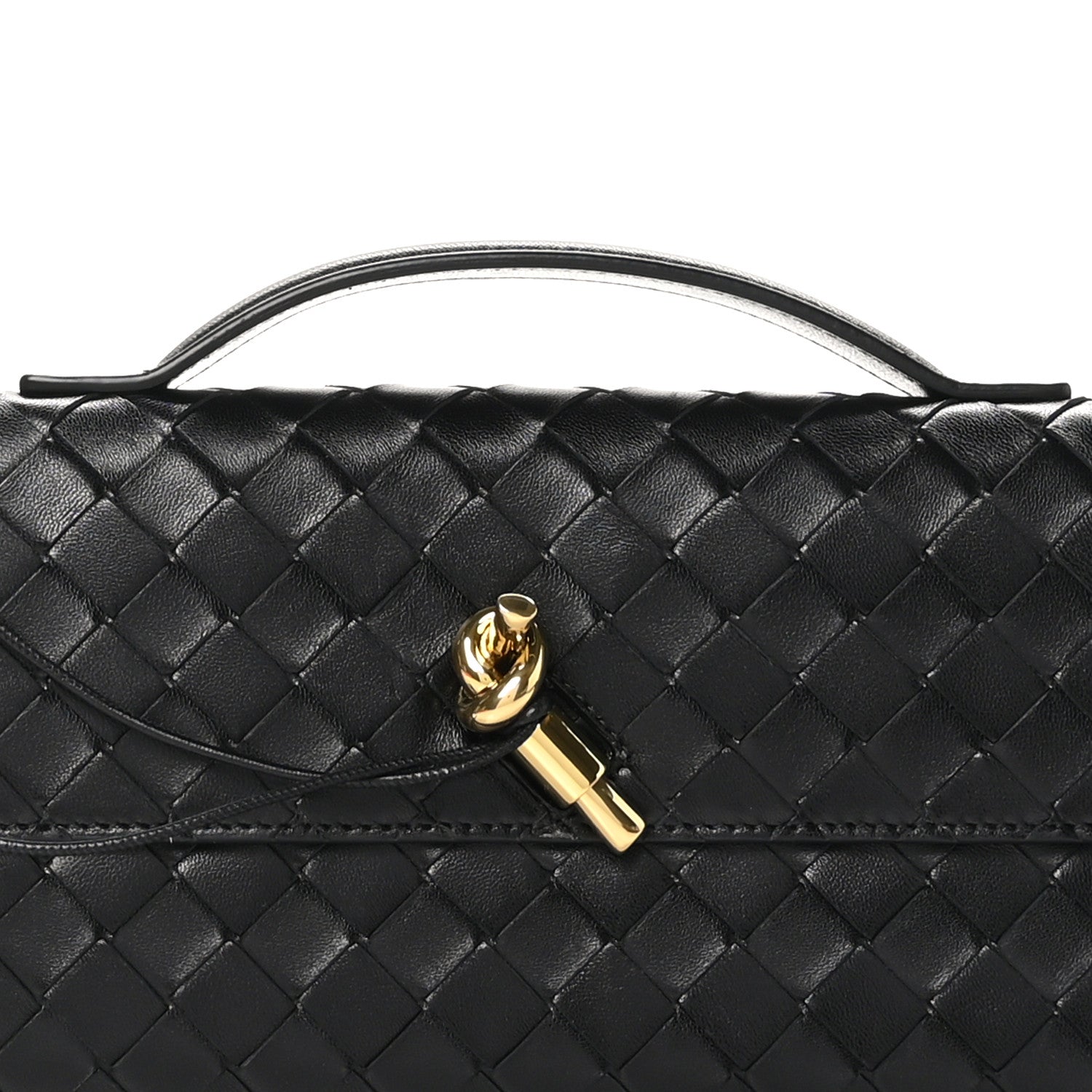 Nappa Intrecciato Long Andiamo Top Handle Clutch Black
