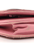 Lambskin Quilted CC Crossing Wallet On Chain WOC Pink