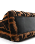 Shearling Nappa Macro FF 1974 Mini Peekaboo Iconic Satchel Tobacco Black
