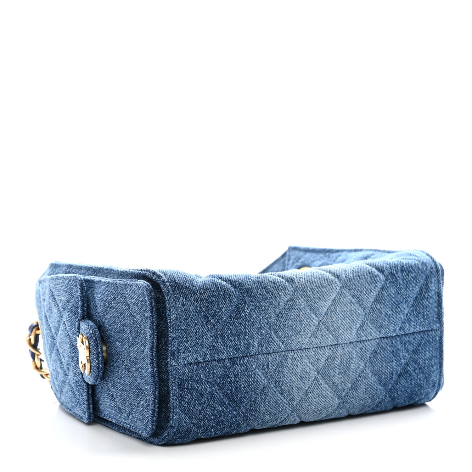 Washed Denim Quilted Mini CHNL 25 Handbag Blue