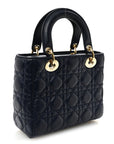 Lambskin Cannage Small Lucky Badges My Lady D1OR Navy