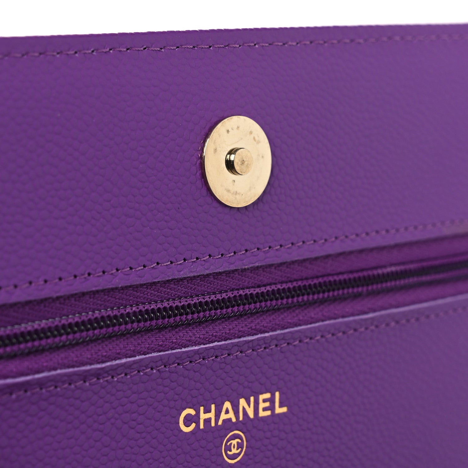 Caviar Quilted Wallet On Chain WOC Purple