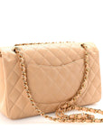 Caviar Quilted Medium Double Flap Beige