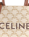 Triomphe Canvas Calfskin Mini Vertical Cabas White