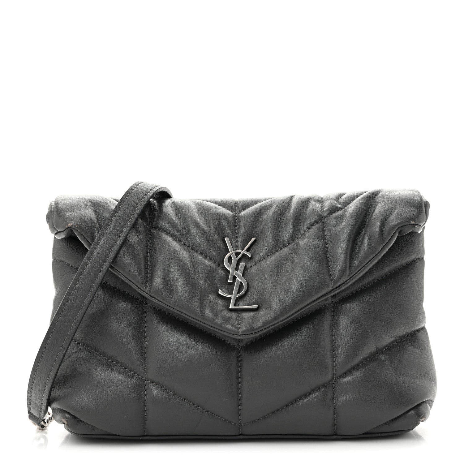 Lambskin Quilted Toy Loulou Puffer Monogram Chain Satchel Fog
