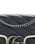 Vintage Effect Calfskin Matelasse Diagonal Super Mini Torchon GG Marmont Shoulder Bag Blue Agata Mystic White