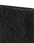 Lambskin Camellia Embossed Wallet On Chain WOC Black