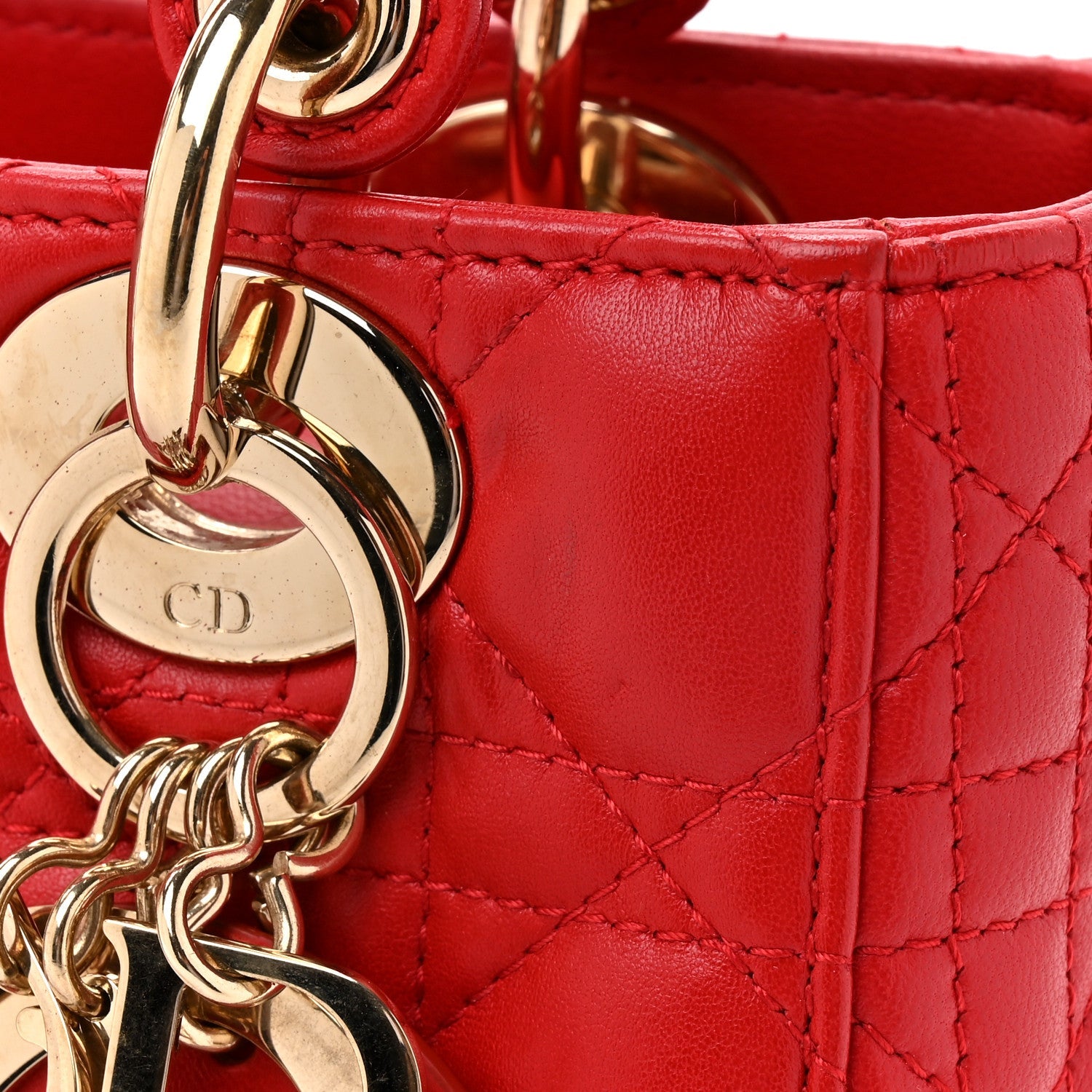 Lambskin Cannage Small My ABCD1OR Lady D1OR Red