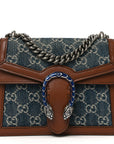 New Denim GG Monogram Dollar Calfskin Enamel Mini Dionysus Shoulder Bag Blue Tea Cuir Epilog Electric Blue