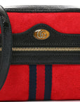 Suede Patent Web Mini Ophidia Shoulder Bag Hibiscus Red Black