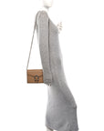 Dollar Calfskin Crystal Mini Dionysus Chain Wallet Natural Tan Black Diamond