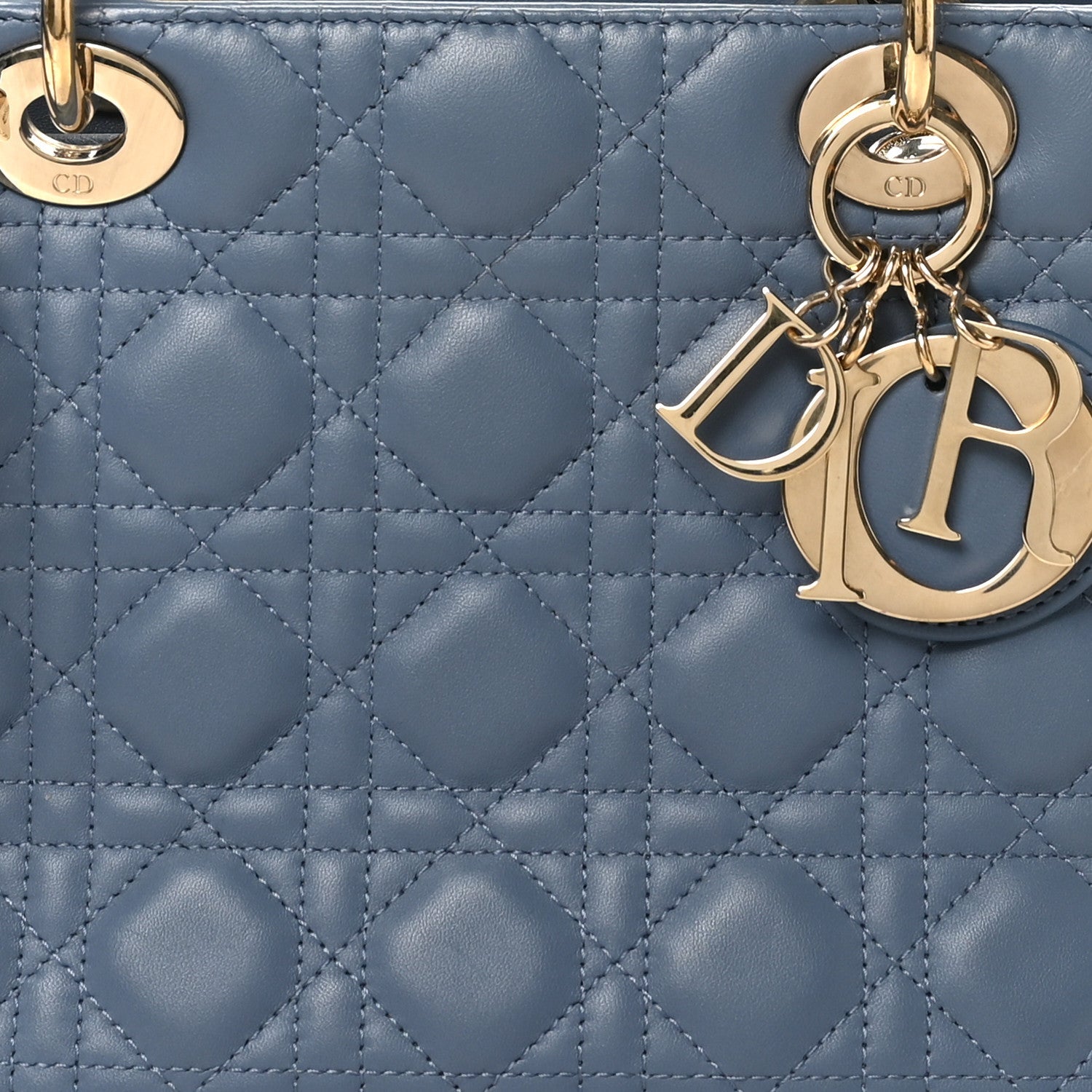 Lambskin Cannage Medium Lady D1OR Denim Blue