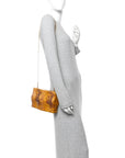 Spazzolato Calfskin Chain Clutch Gold Marble