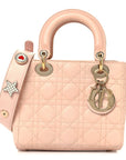 Lambskin Cannage Small Lucky Badges My Lady D1OR Light Pink