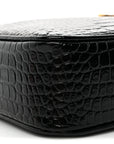 Patent Calfskin Crocodile Embossed Monogram Lou Camera Bag Black