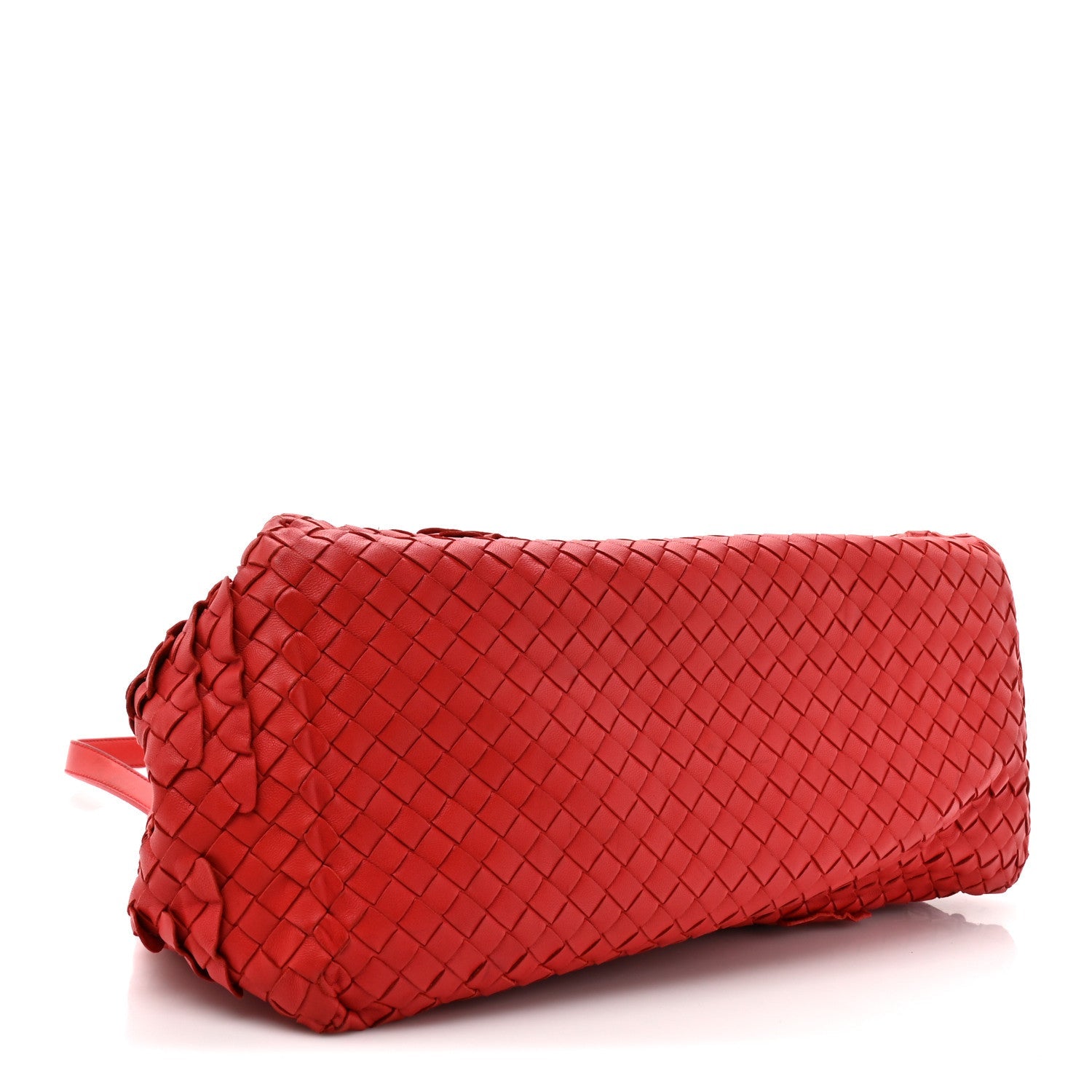 Nappa Intrecciato Ruffle Tote Red