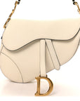 Grained Calfskin Saddle Bag White