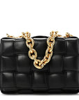 Lambskin Maxi Intreccio Padded Chain Cassette Crossbody Bag Black