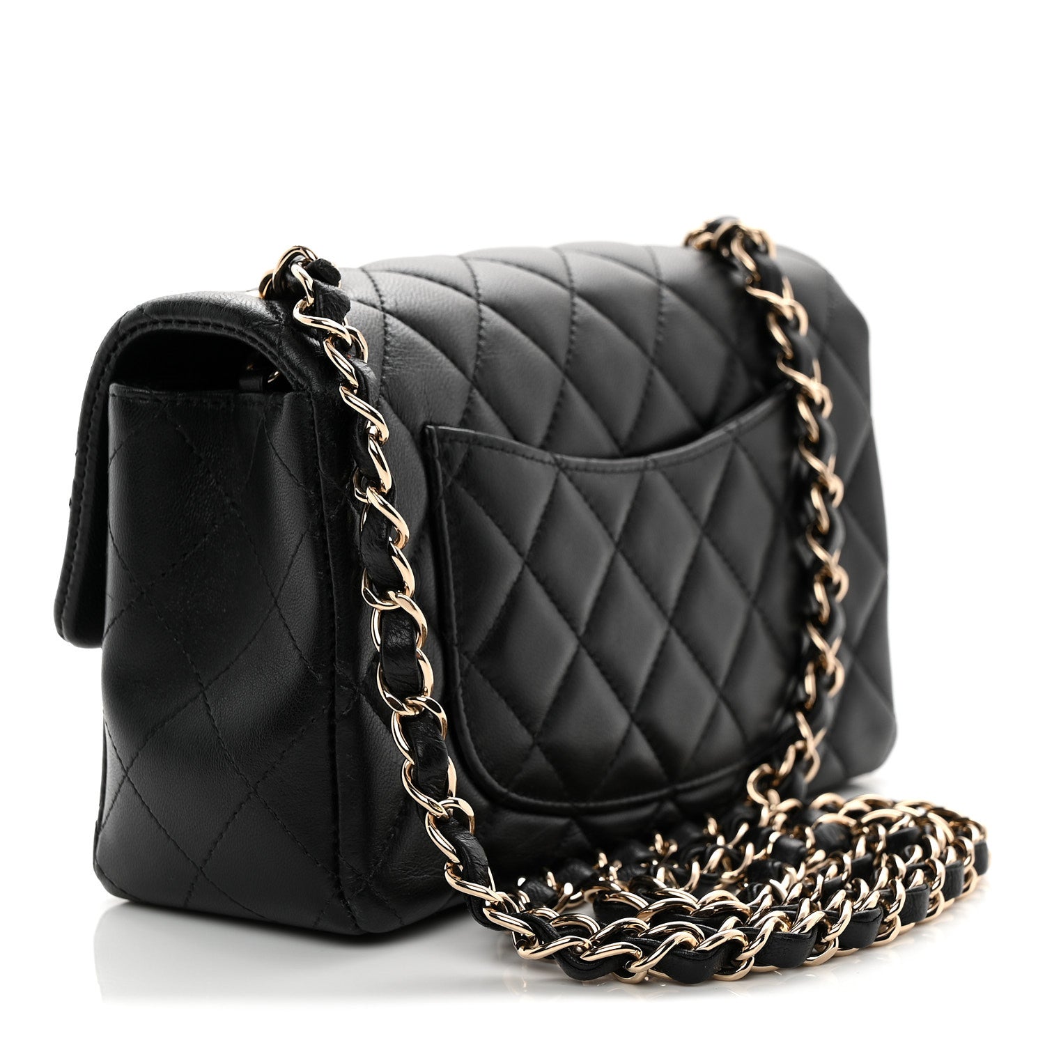 Lambskin Quilted Mini Rectangular Flap Black