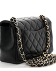 Lambskin Quilted Mini Rectangular Flap Black
