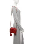 Caviar Quilted Small CC Filigree Vanity Case Red